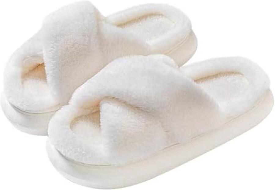 Platform Slippers voor Dames Faux Fur Huis Schoenen voor Binnen en Buiten
