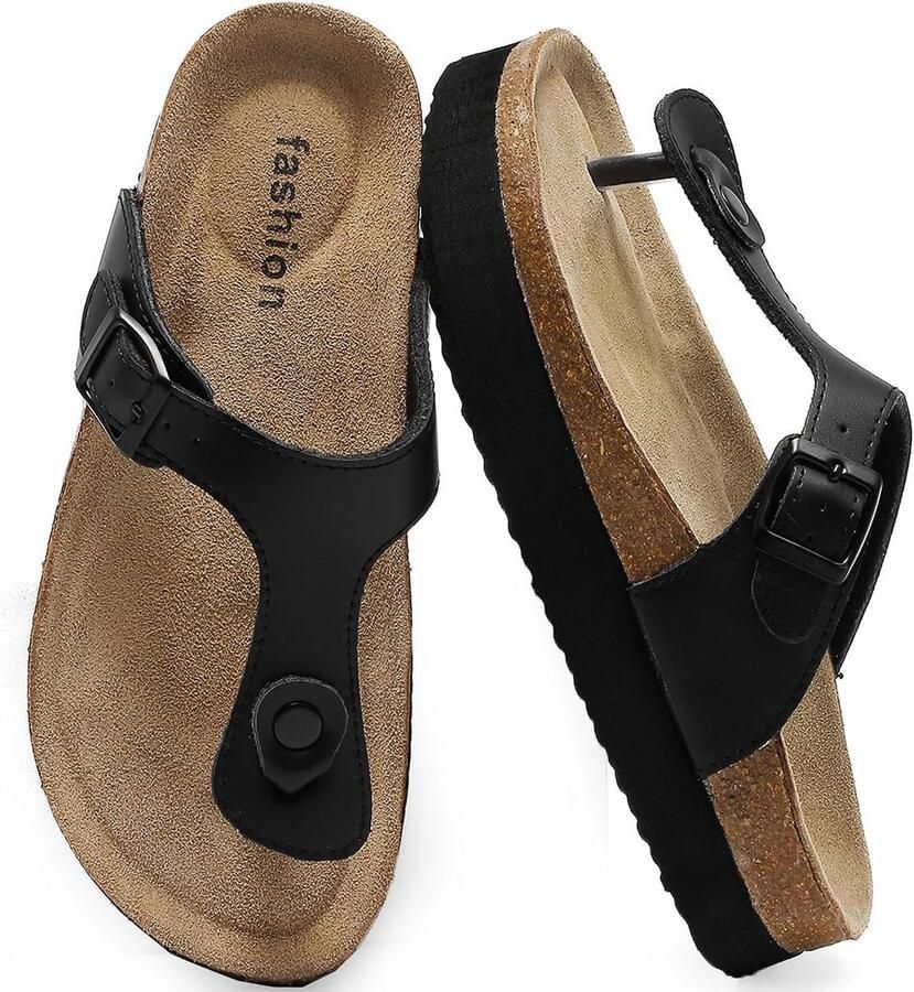 Platform Tenenspreider Sandalen voor Vrouwen Comfortabele Kurk Voetbed Zomerslippers met Verstelbare Gesp Antislip Flip Flops