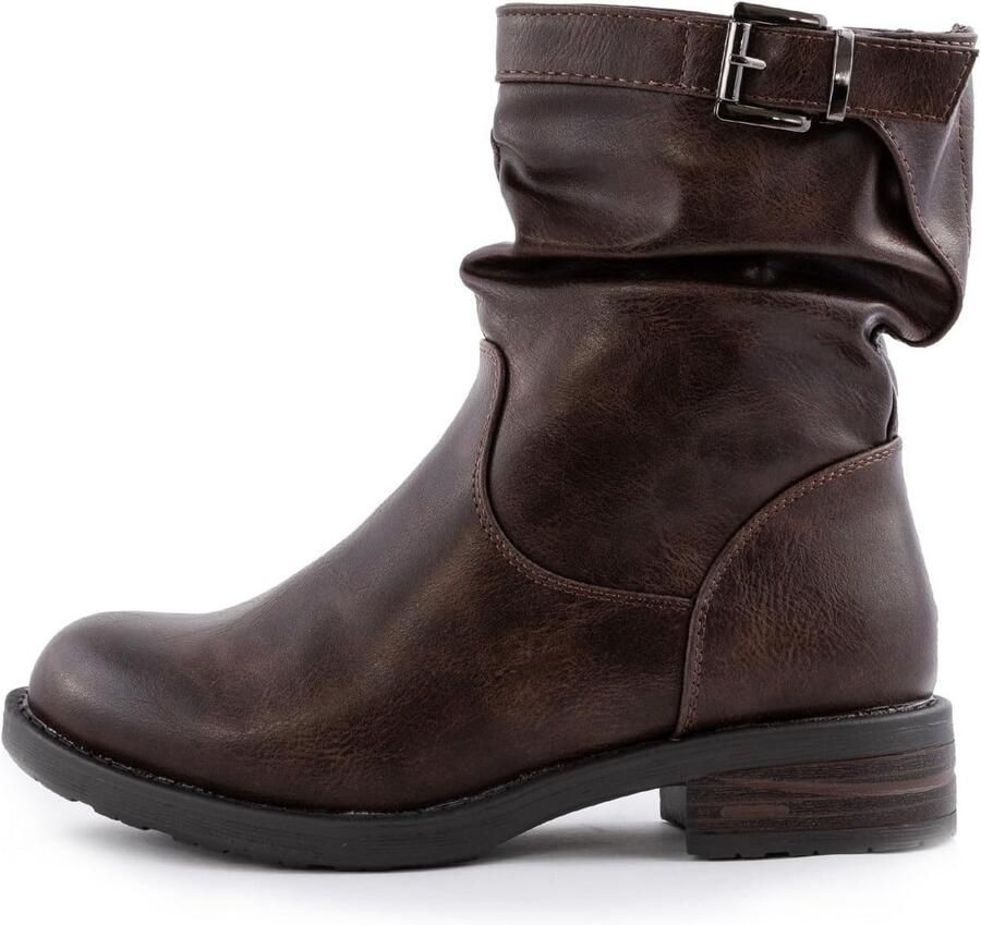 Platte Bikerlaarzen voor Dames Casual Enkellaarzen met Gespdetails