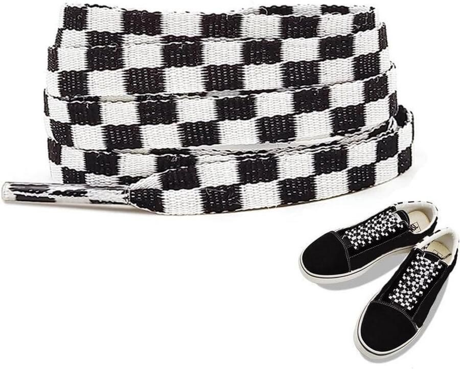 Platte Brede Schoenveters voor Sneakers en Wandelschoenen Zwart