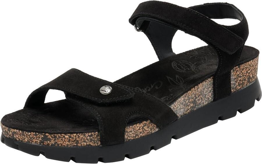 Platte Leren Dames Sandalen met Suède en Klittenbandsluiting