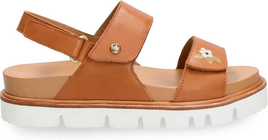 Platte Dames Sandalen Leer Haak & Loop Verstelbaar