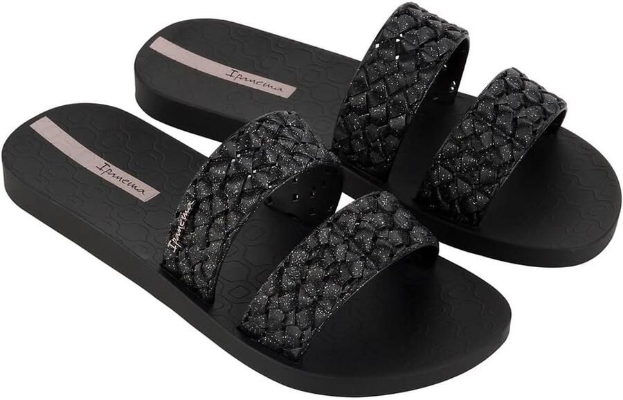 Platte Dames Sandalen met Glitter en Bandjes Zomer Slippers