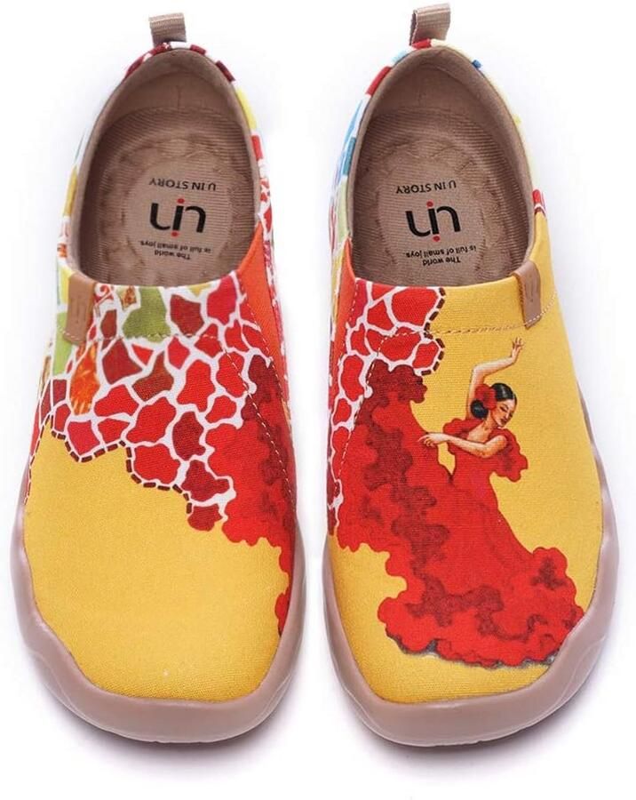 Platte damesschoenen met artistiek print Comfortabele en unieke veterschoenen