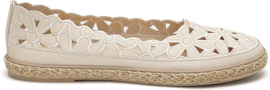 Platte damesschoenen met madeliefjesdesign espadrilles zwart beige wit goud