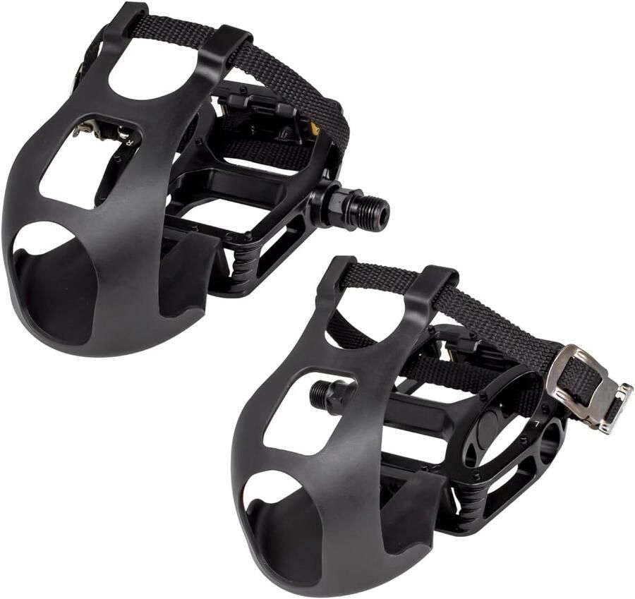 Platte Fiets Pedalen met Toe Clips en Rie voor Racefiets en Mountainbike