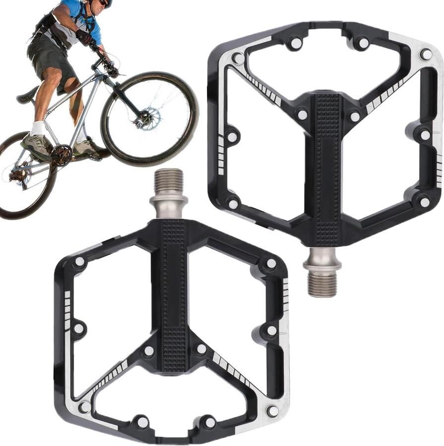 Platte Fietspedalen Lichtgewicht Pedalen Outdoor Fietsen Antislip Pinnen 23x12x Zwart