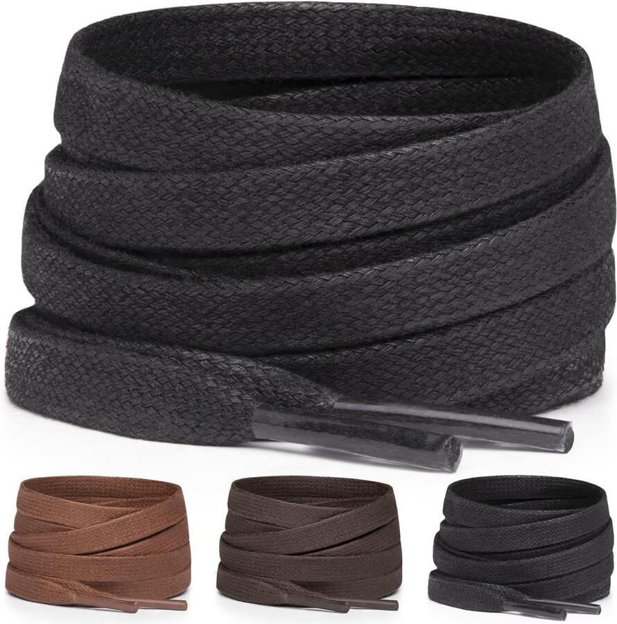 Platte Gewaxte Schoenenveters 3 Paar Sterk & Duurzaam