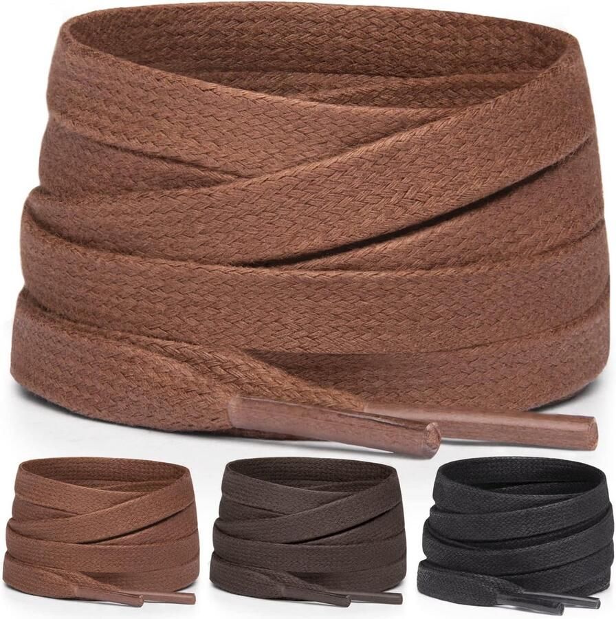 Platte Gewaxte Schoenveters 3 Paar Duurzaam en Sterk