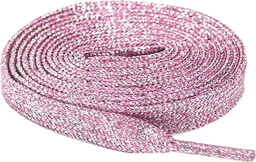 Platte Glitter Schoenveters Glimmer Veters Schoenen Versieren 10mm Breed 2 paar Meerdere Kleuren