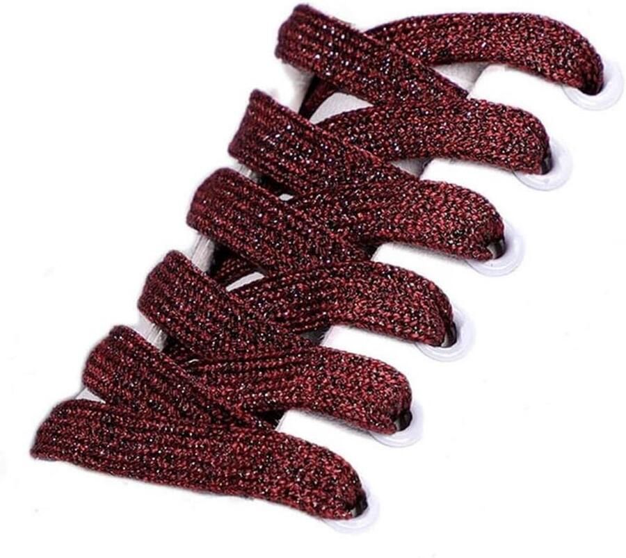 Platte Glitter Schoenveters Rood Wijn voor Sneakers en Casual Schoenen