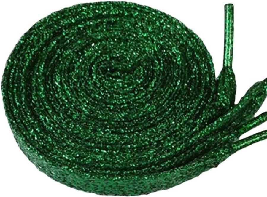 Platte Glitter Shoelaces Veters Glitter Schoenen Personaliseren Transparante Plastic Buizen Groen