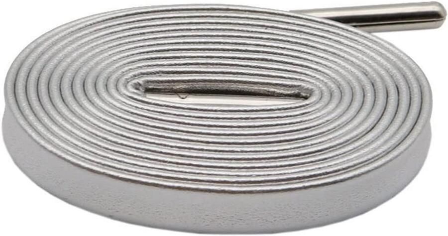 Platte Leren Schoenveters Zilver Sterke Schoenaccessoires voor Laarzen en Casual Schoenen