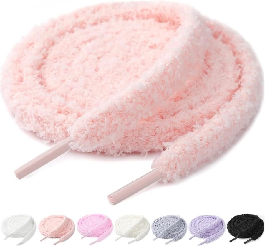 Platte pluizige schoenveters voor sneakers en casual schoenen 10mm breed