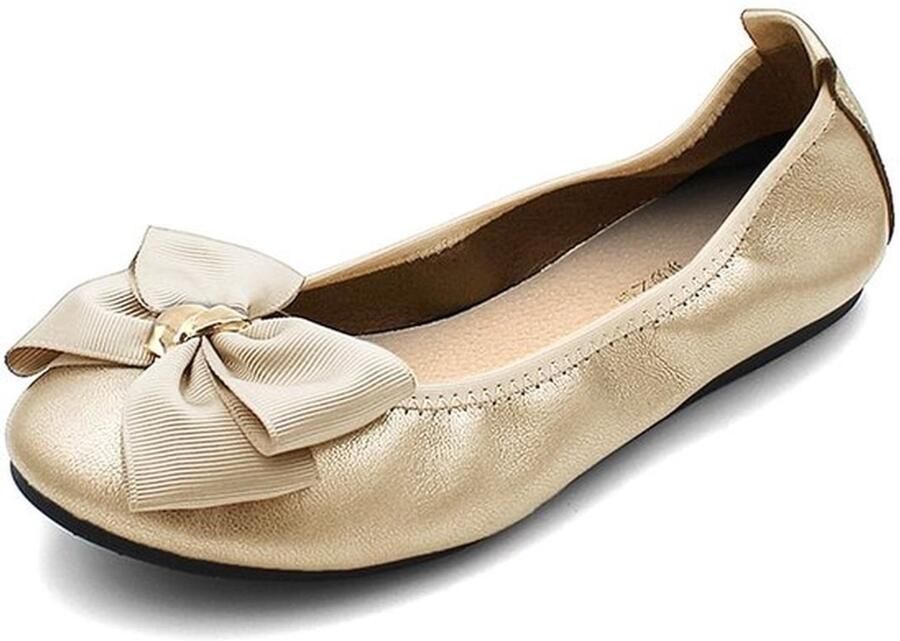 Platte Pumps Dames Ballerina Schoenen Instapper Ronde Neus Casual Gekleed Modieuze Strik Decoratie Comfortabele Flats
