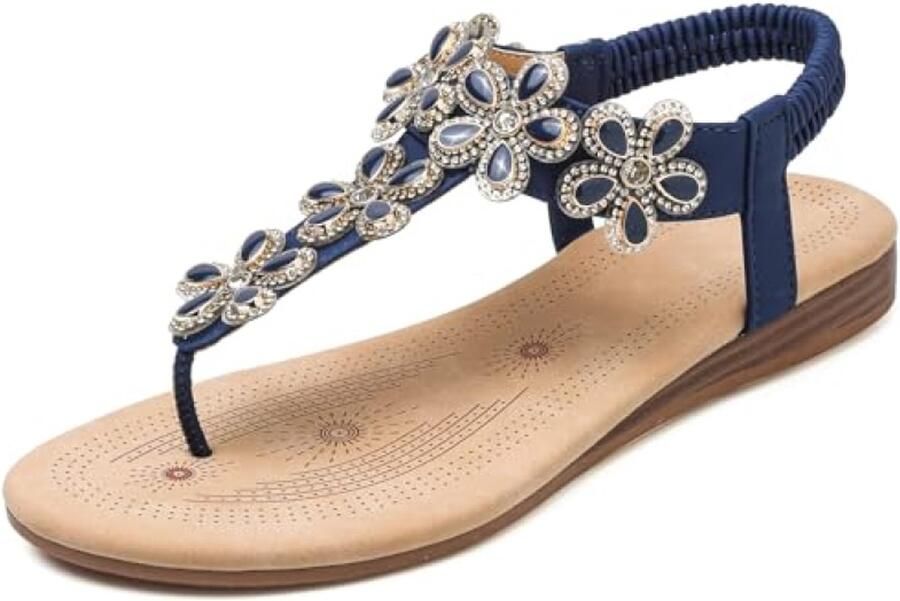 Platte Sandaal Dames Teenslipper Comfortabel Zomer Blauw