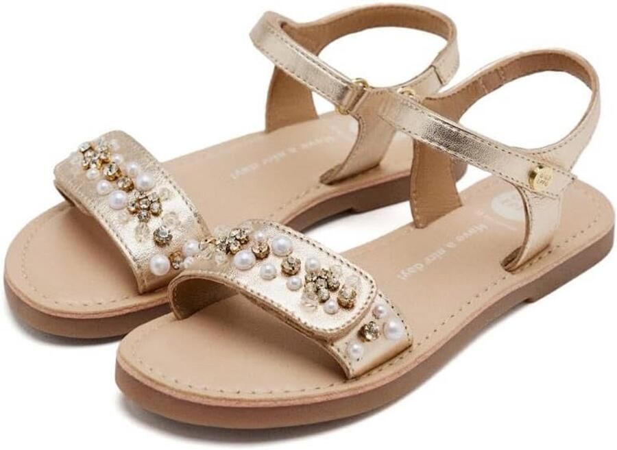 Platte Sandalen Meisjes Dierenprint met Strass Details