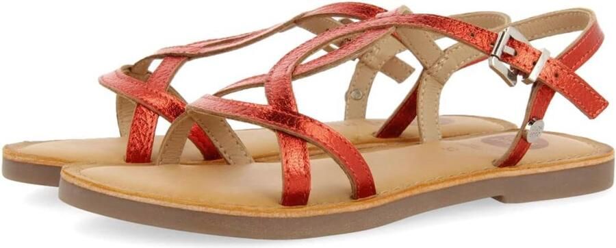 Platte Sandalen Meisjes Koperkleurig Leer Verstelbare Riemen