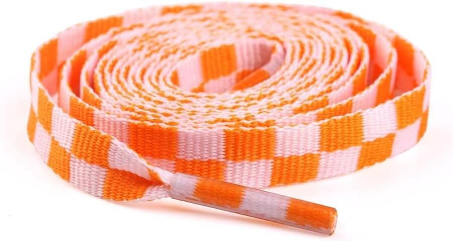 Platte Schoen Veters Schoenlinten Vervanging Schoenen Opfrissen Duurzaam Polyester Materiaal Verkrijgbaar 80- Plaid Patroon