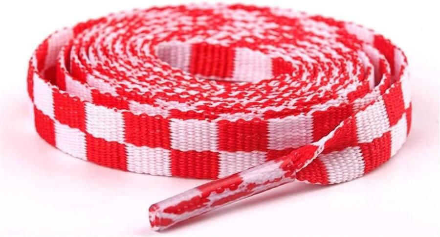 Platte Schoen Veters Schoenlinten Vervanging Schoenen Personaliseren Duurzaam Polyester Materiaal Verkrijgbaar in 80- Plaid Patroon