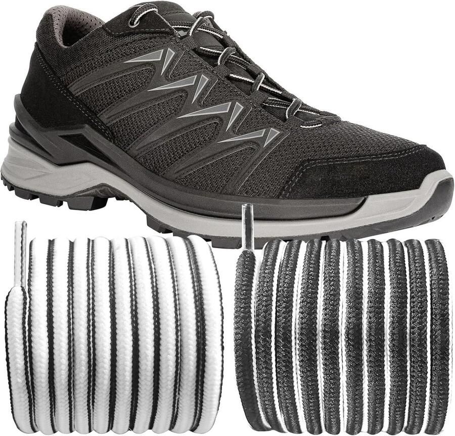 Platte Schoen Veters voor Wandelschoenen Stevige Pasvorm Scheurvast Materiaal Zwart