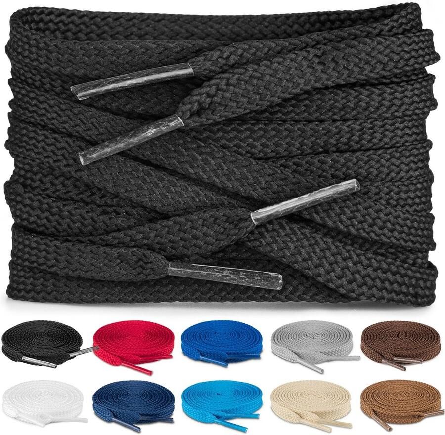 Platte schoenveters 8mm breed Duurzaam textiel voor sneakers wandelschoenen en laarzen