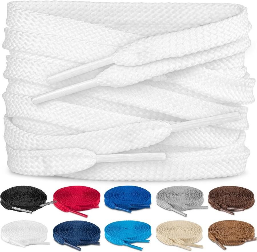 Platte schoenveters 8mm breed voor sneakers wandelschoenen en sportschoenen
