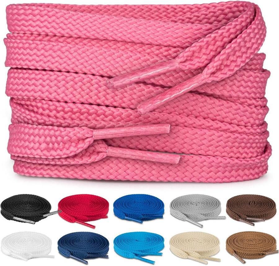 Platte schoenveters 8mm voor sneakers wandelschoenen en sportschoenen