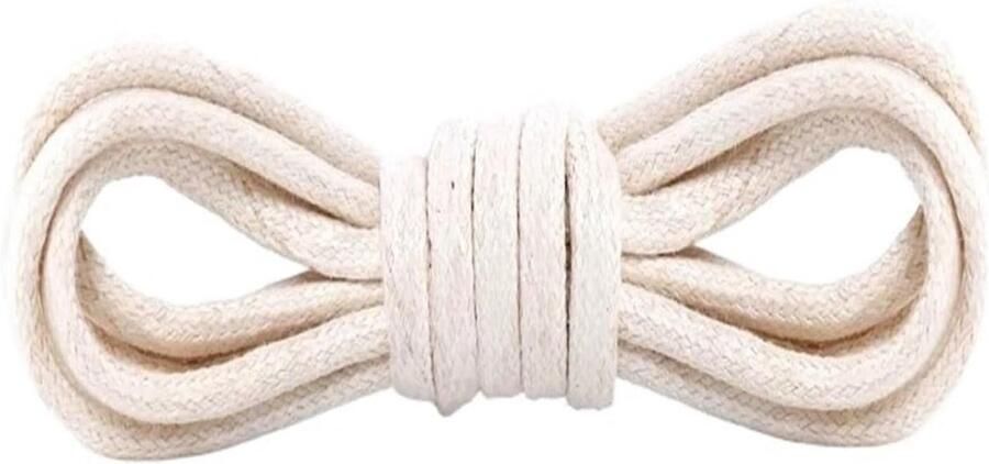 Platte Schoenveters Ronde Veters Leren Dagelijks Gebruik Waterdicht Gewaxt Katoen Beige