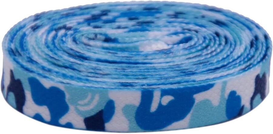 Platte Schoenveters Schoen Accessoires Outdoor Activiteiten Duurzaam Katoen Camouflage Blauw