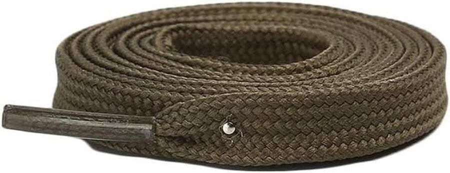 Platte Schoenveters Schoen Koord Schoenen Vernieuwen Dubbellaags Geweven Legergroen