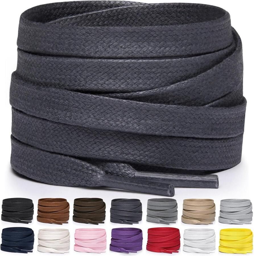 Platte Schoenveters van Gewaxt Katoen Sterk Duurzaam & Stijlvol voor Sneakers Laarzen en Nette Schoenen