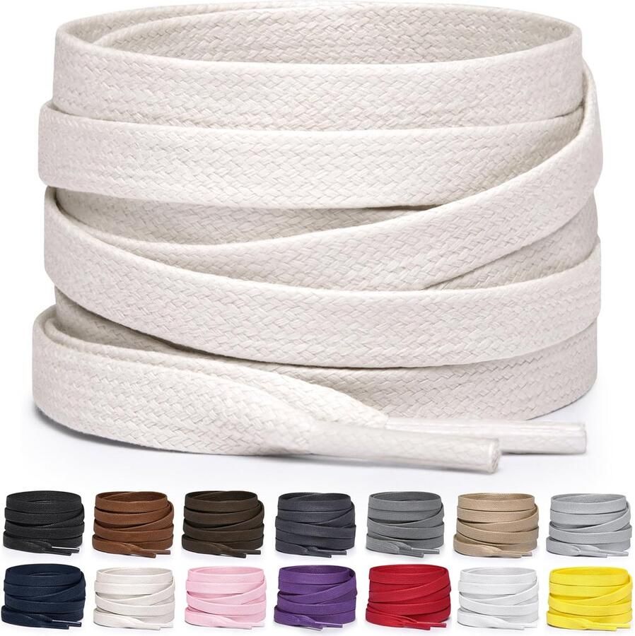 Platte Schoenveters van Gewaxt Katoen voor Sneakers en Laarzen Kleuren en Lengtes