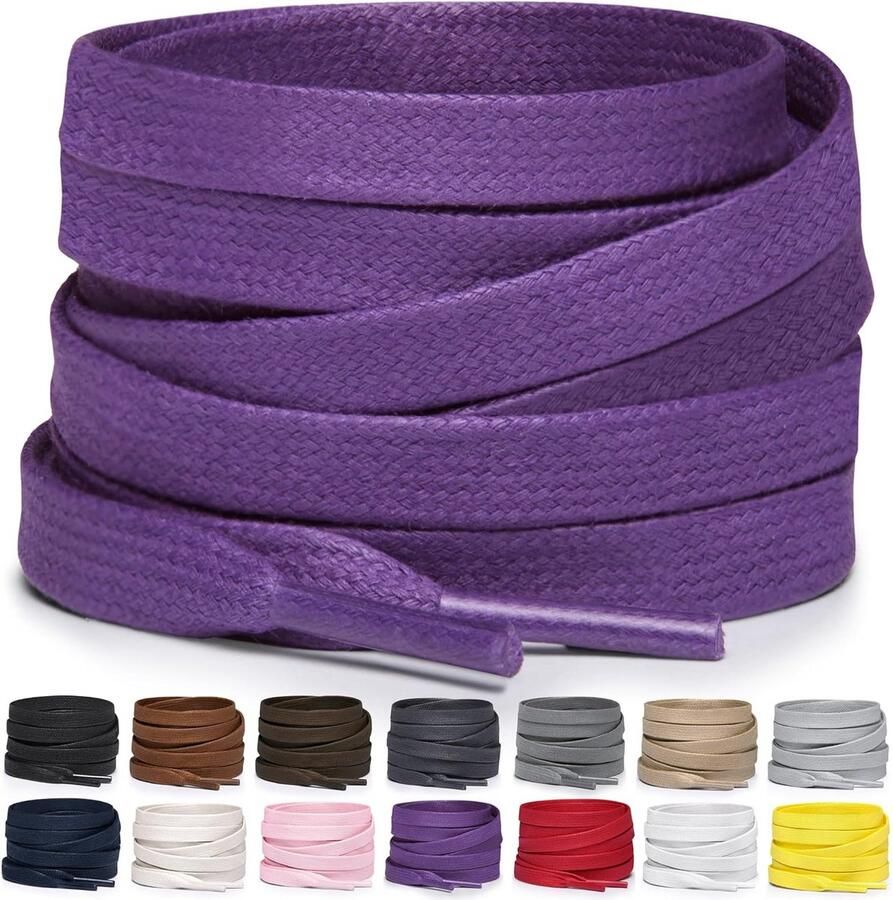 Platte Schoenveters van Gewaxt Katoen voor Sneakers en Laarzen Lengtes en Kleuren