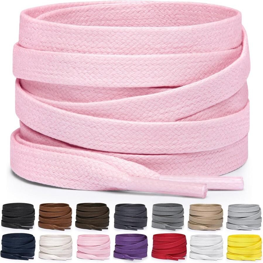 Platte Schoenveters van Gewaxt Katoen voor Sneakers Laarzen en Nette Schoenen Lengtes en Kleuren