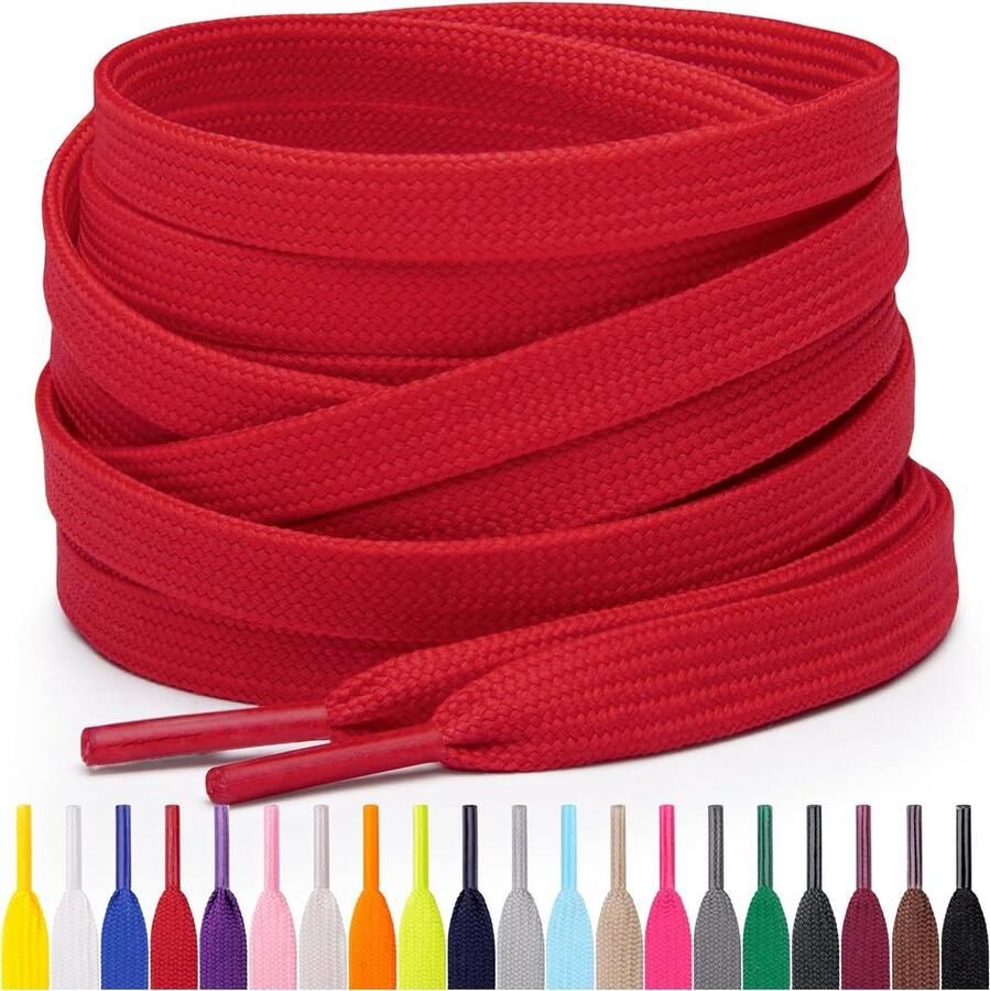 Platte Schoenveters Veters Schoenaccessoires Schoenen Opfrissen Duurzaam Polyester Materiaal Meerdere Lengtes Veel Kleuren