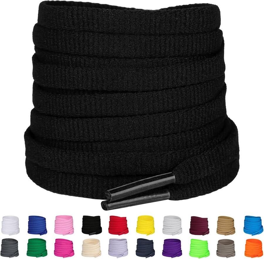 Platte schoenveters voor sneakers en sportschoenen 2 paar inbegrepen