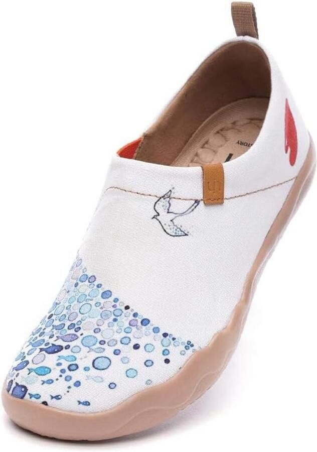 Dames Canvas Instappers met Artistieke Print Comfortabele Reisschoenen