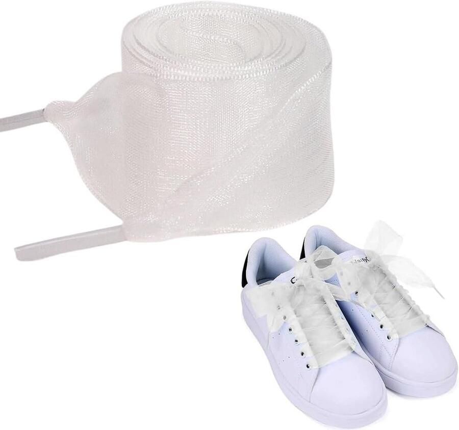 Platte Sportveters Wit Zijdesatijn voor Sneakers en Sportschoenen Stijlvolle Vervangende Veters