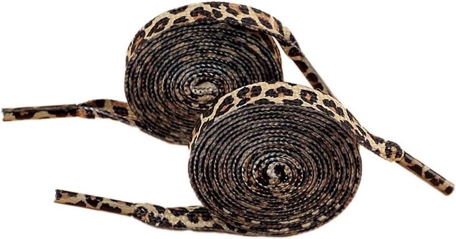 Platte veters met luipaardpatroon en Duurzaam en scheurvast voor sport- en vrijetijdsschoenen