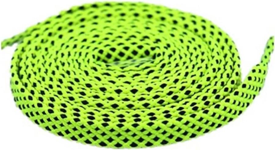 Platte Veters Schoenveters Schoenen Versieren Tweekleurig Design Groen Zwart