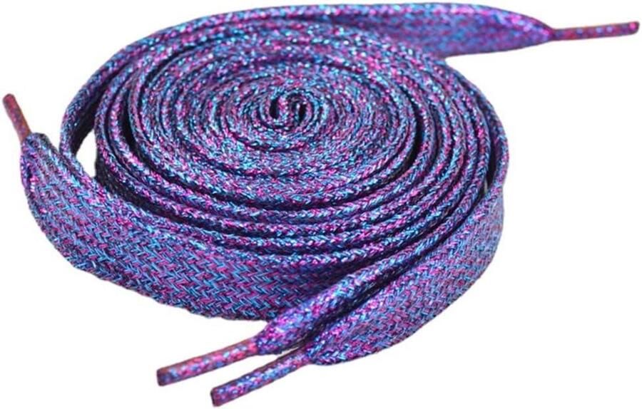 Platte Veters Schoenveters Vervanging Schoenen Personaliseren Glanzende Glitter Afwerking Verkrijgbaar in 4 lengtes Kleuren