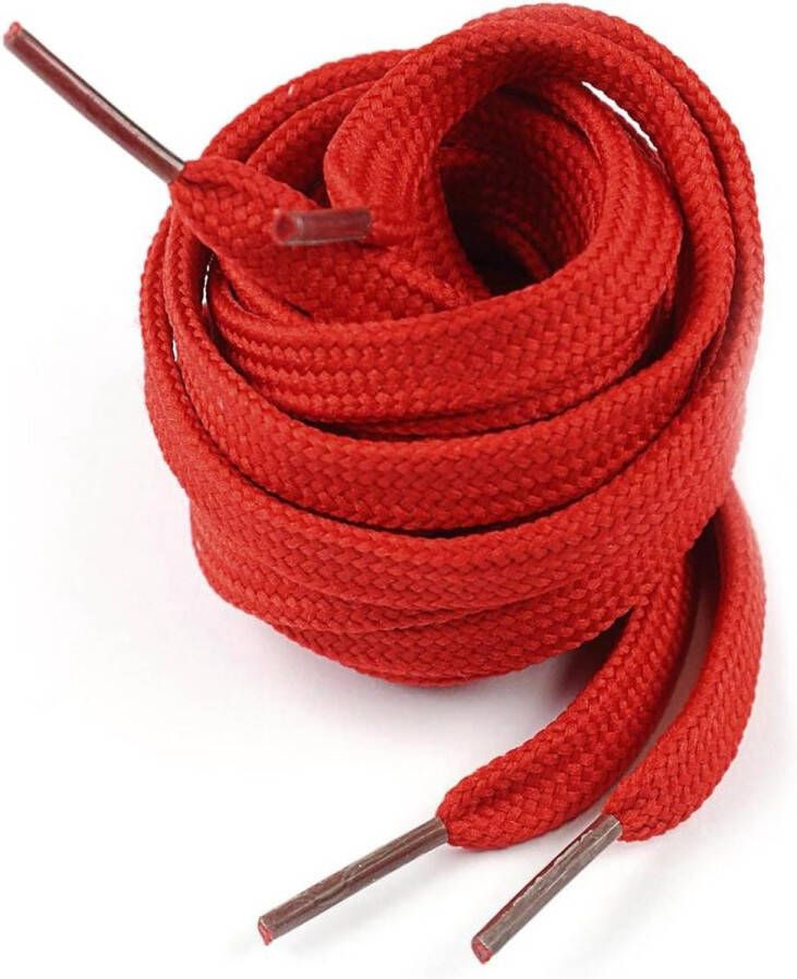 Platte veterschoenen laarzen schoenbanden voor werkschoenen sneakers wandellaarzen (een paar rood)