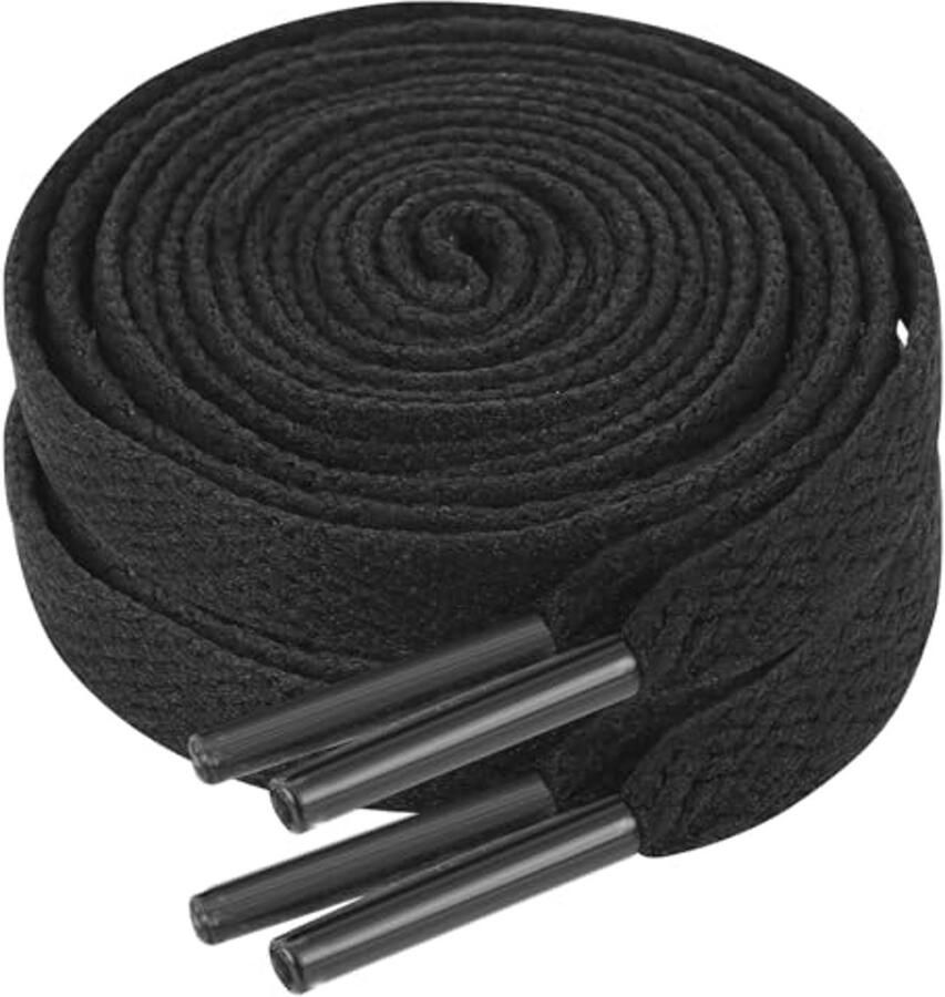 Platte Zwarte Schoenveters voor Sneakers 2 Paar Lang 8mm Breed Perfect voor Hiken en Hardlopen