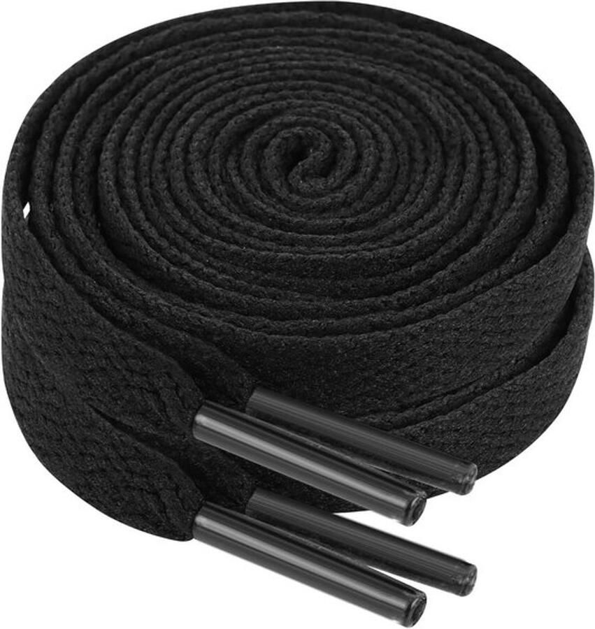 Platte Zwarte Schoenveters voor Sneakers 2 Paar Lang 8mm Breed Perfect voor Hiken en Hardlopen