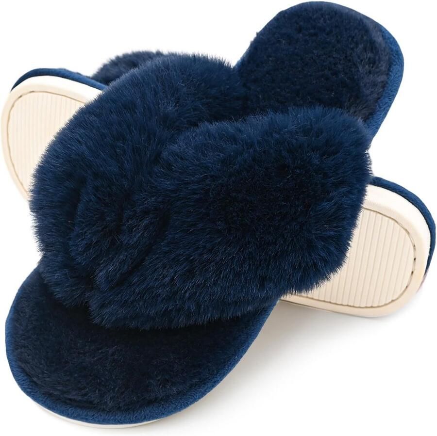 Pluche Binnen Slippers met Open Teen Zachte Strand- en Huisflipflops voor Dames