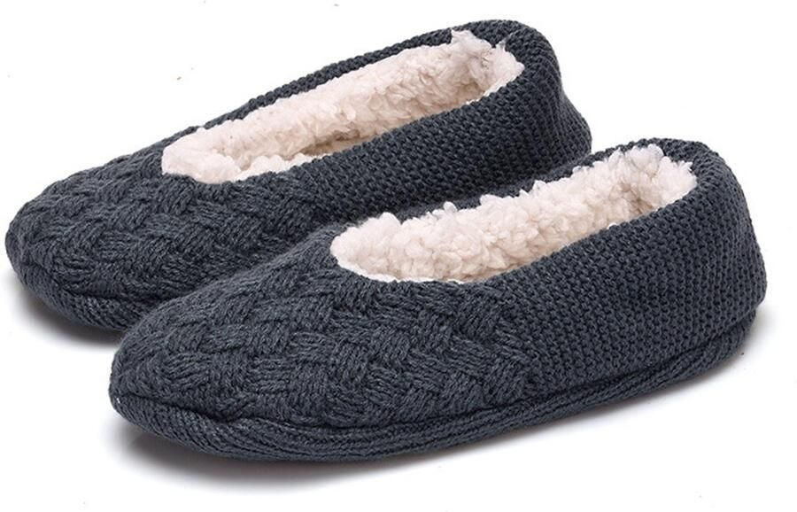 Pluche damesslippers antislip warme pluche gebreide slippers voor thuisgebruik in de winter comfortabele en zachte pantoffels voor thuis