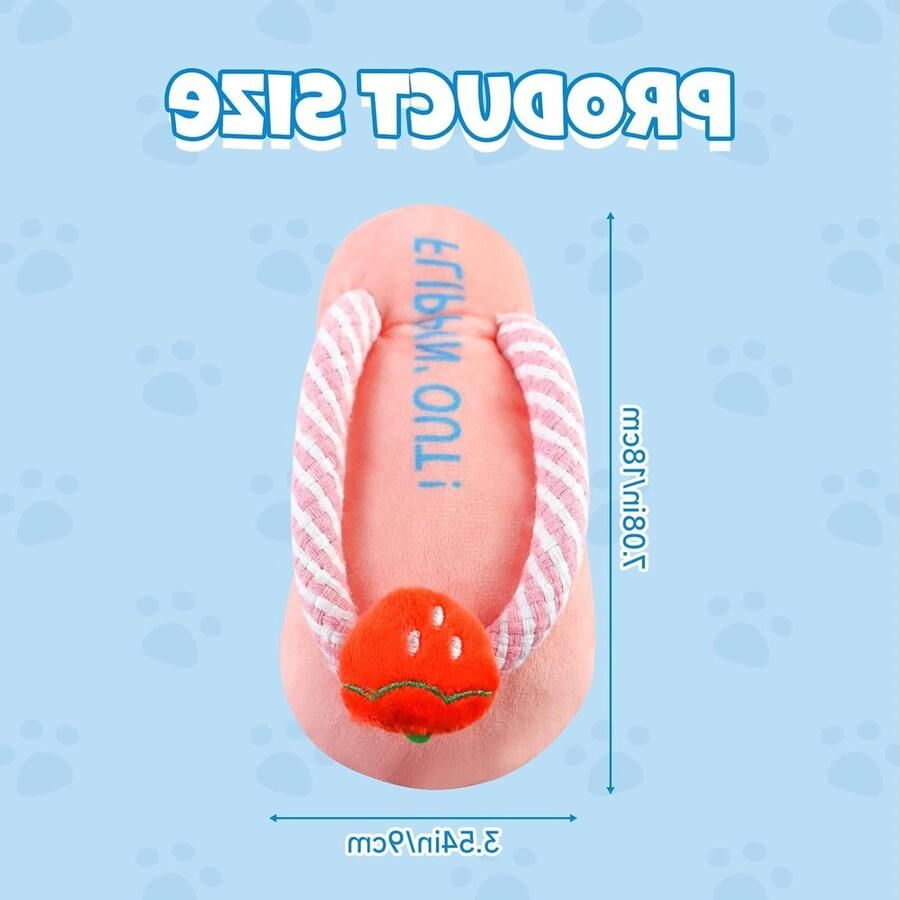 Pluche Hondenspeeltje met Pieper in Slippers Vorm voor Kleine en Middelgrote Honden Ideaal om te Kauwen en Spelen Roze