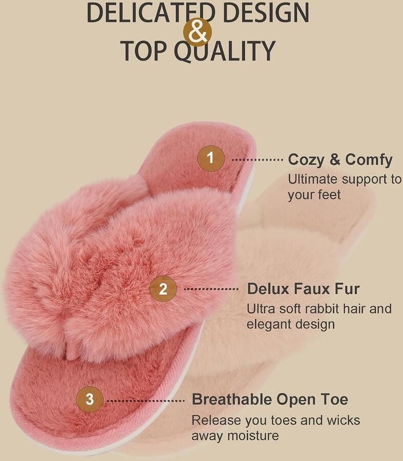 Pluche indoor flip-flop string slippers voor vrouwen open teen donzig imitatiebont spa huis