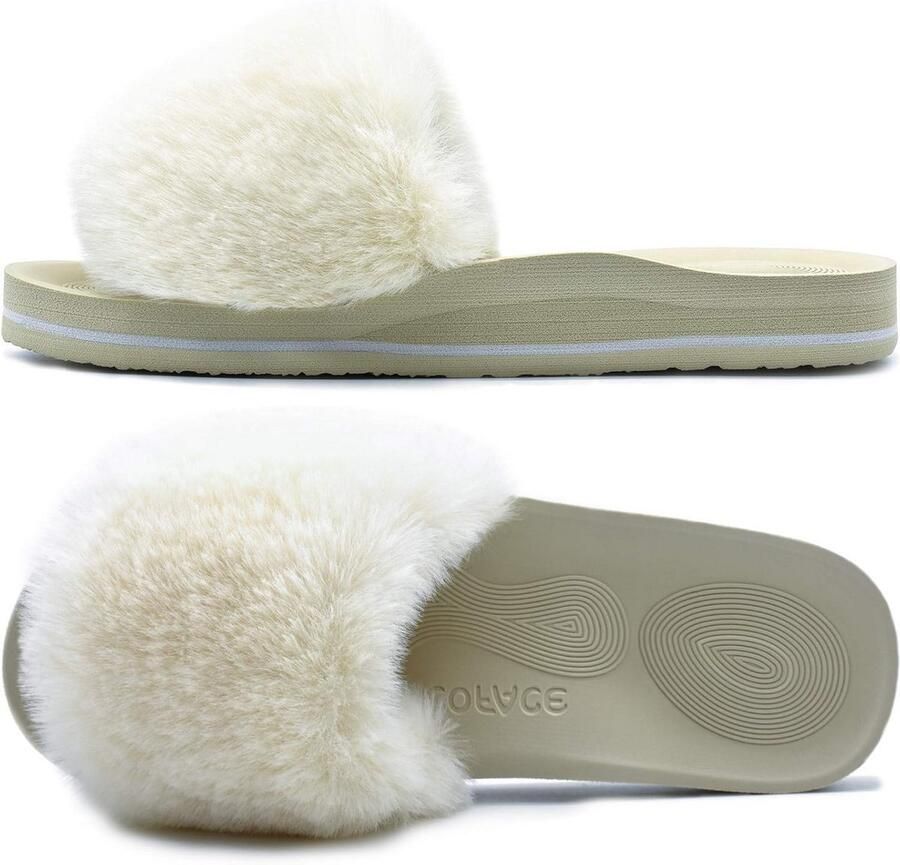 Pluche Instappers met Memory Foam voor Dames Zachte Binnenslippers